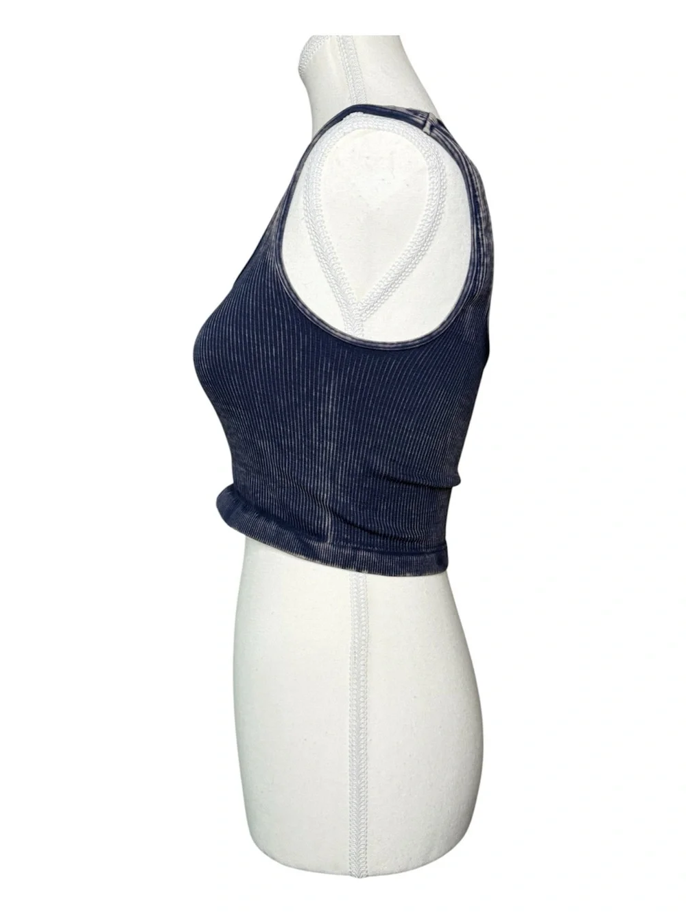 FREE PEOPLE MOVEMENT Navy Blue Ribbed Seamless Square Neck Crop Tank Top M/L